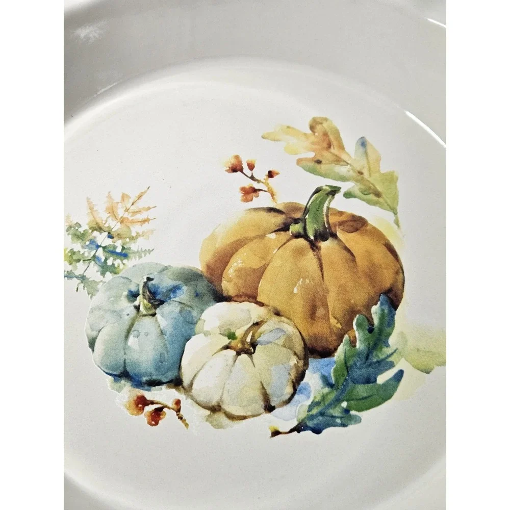Way to Celebrate Stoneware Ruffled Pie Plate Pumpkin Fall Autumn Thanksgiving